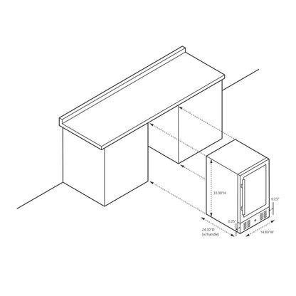 Cave à vin et à boissons intégrée NewAir SplitShelf pour 9 bouteilles de vin et 48 canettes, réfrigérateur en acier inoxydable.