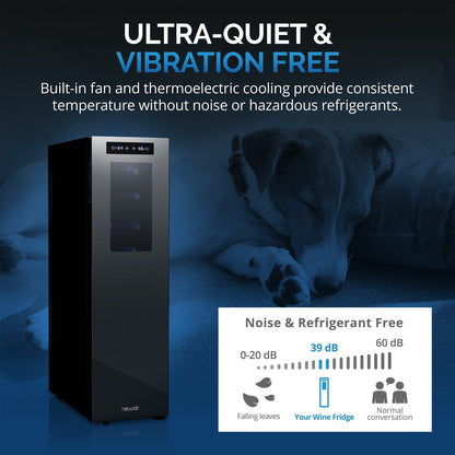 Cave à vin réfrigérante Newair Shadow-T Series, 18 bouteilles, double zone de température, autoportante, thermoélectrique, contrôle numérique