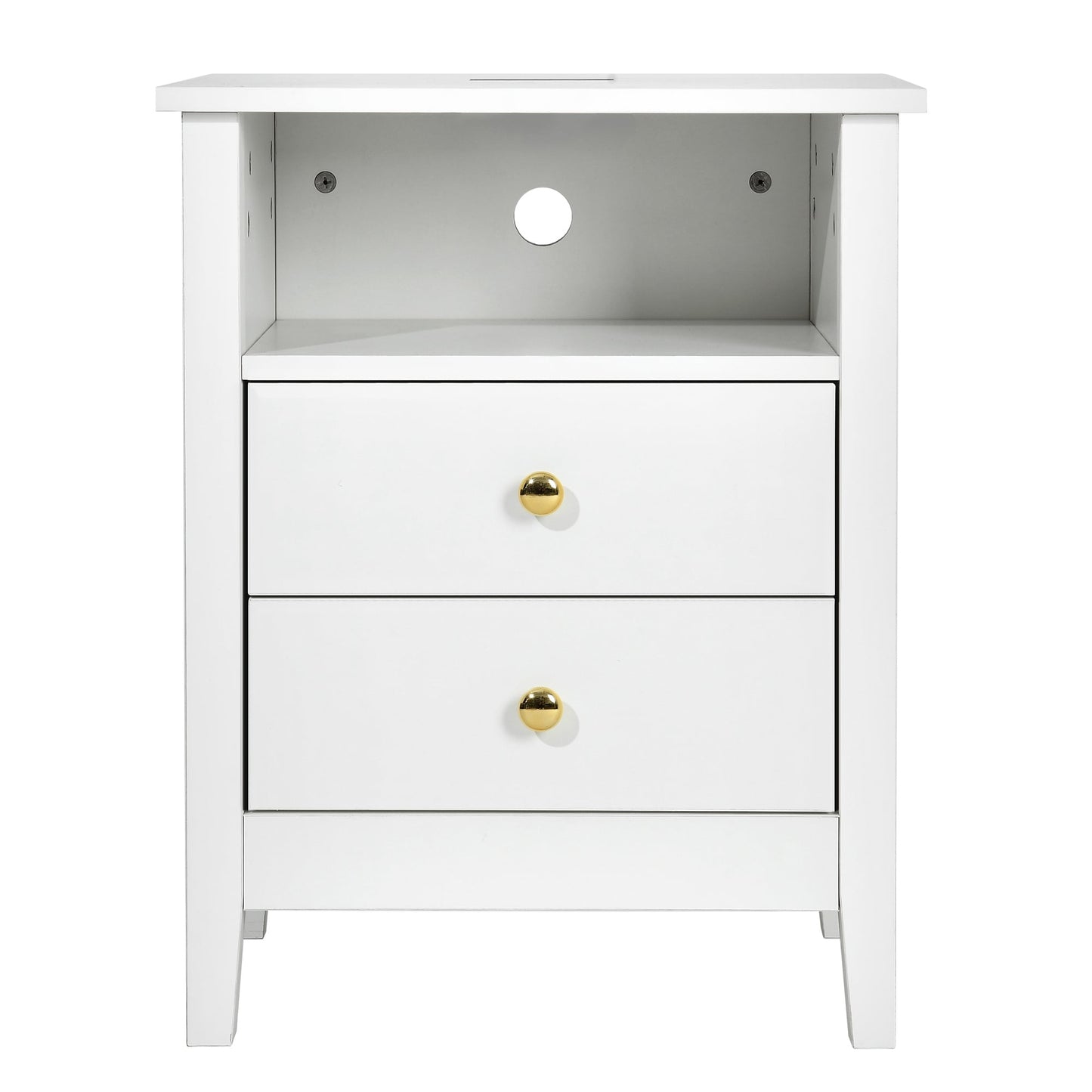 Ensemble de 2 tables de chevet avec station de recharge, table d'appoint avec 2 tiroirs, ports USB et prises, pour lit.