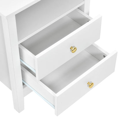 Ensemble de 2 tables de chevet avec station de recharge, table d'appoint avec 2 tiroirs, ports USB et prises, pour lit.