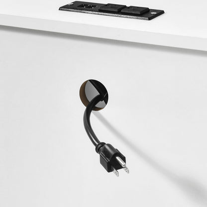 Ensemble de 2 tables de chevet avec station de recharge, table d'appoint avec 2 tiroirs, ports USB et prises, pour lit.