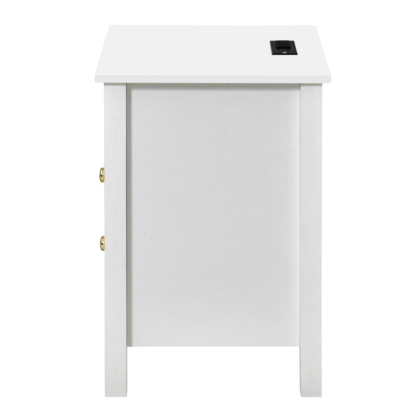 Ensemble de 2 tables de chevet avec station de recharge, table d'appoint avec 2 tiroirs, ports USB et prises, pour lit.