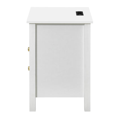 Ensemble de 2 tables de chevet avec station de recharge, table d'appoint avec 2 tiroirs, ports USB et prises, pour lit.