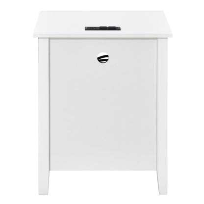 Ensemble de 2 tables de chevet avec station de recharge, table d'appoint avec 2 tiroirs, ports USB et prises, pour lit.