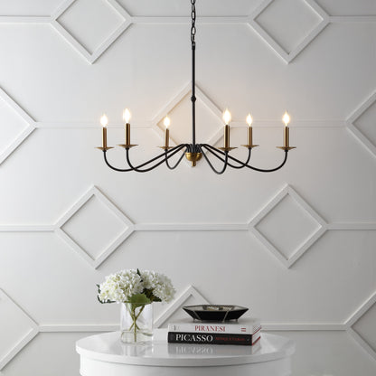 34.75 Lustre en fer à 6 lumières LED, par JONATHAN Y