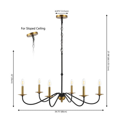 34.75 Lustre en fer à 6 lumières LED, par JONATHAN Y