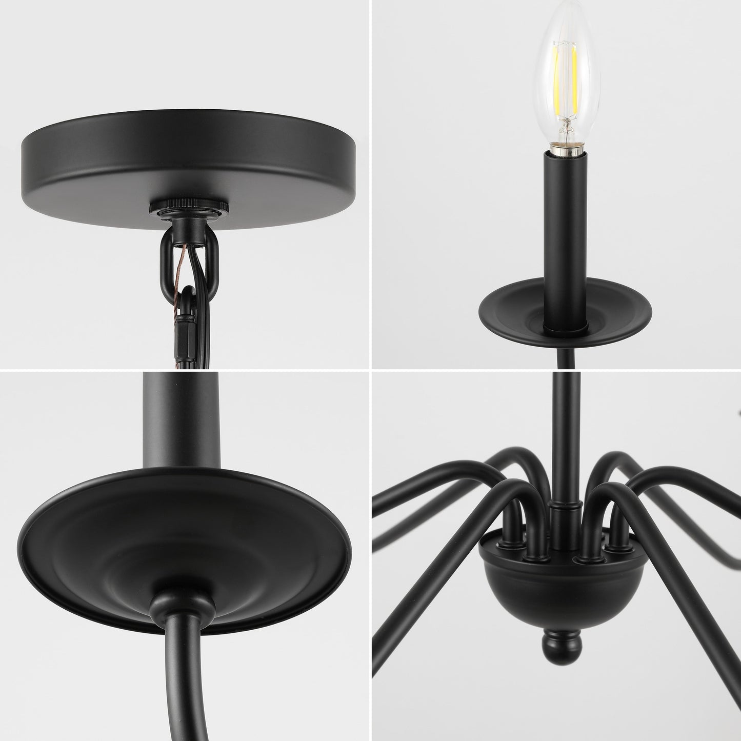 34.75 Lustre en fer à 6 lumières LED, par JONATHAN Y