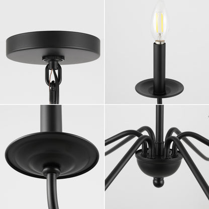 34.75 Lustre en fer à 6 lumières LED, par JONATHAN Y