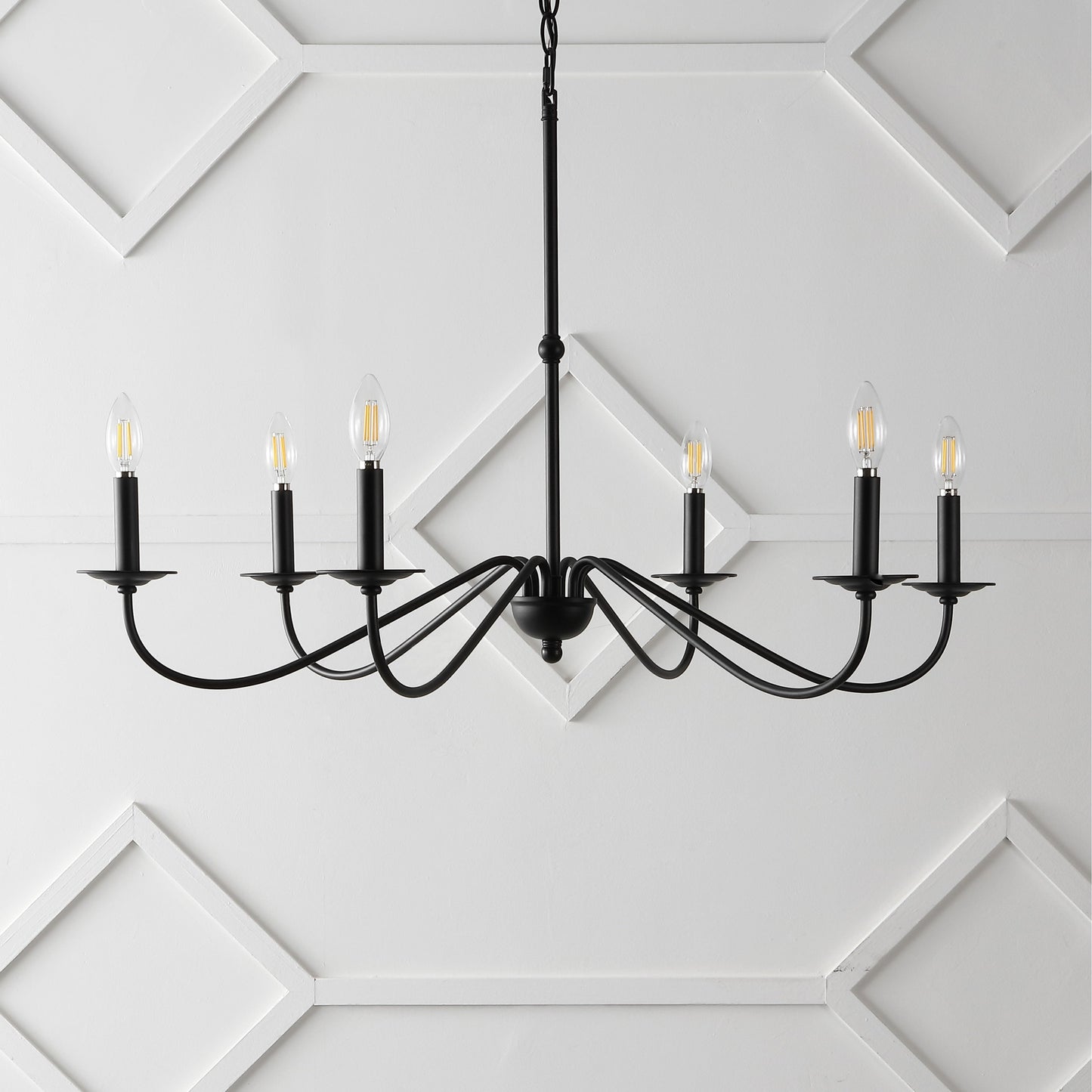 34.75 Lustre en fer à 6 lumières LED, par JONATHAN Y