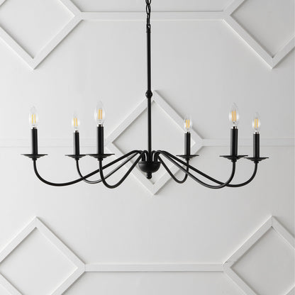 34.75 Lustre en fer à 6 lumières LED, par JONATHAN Y