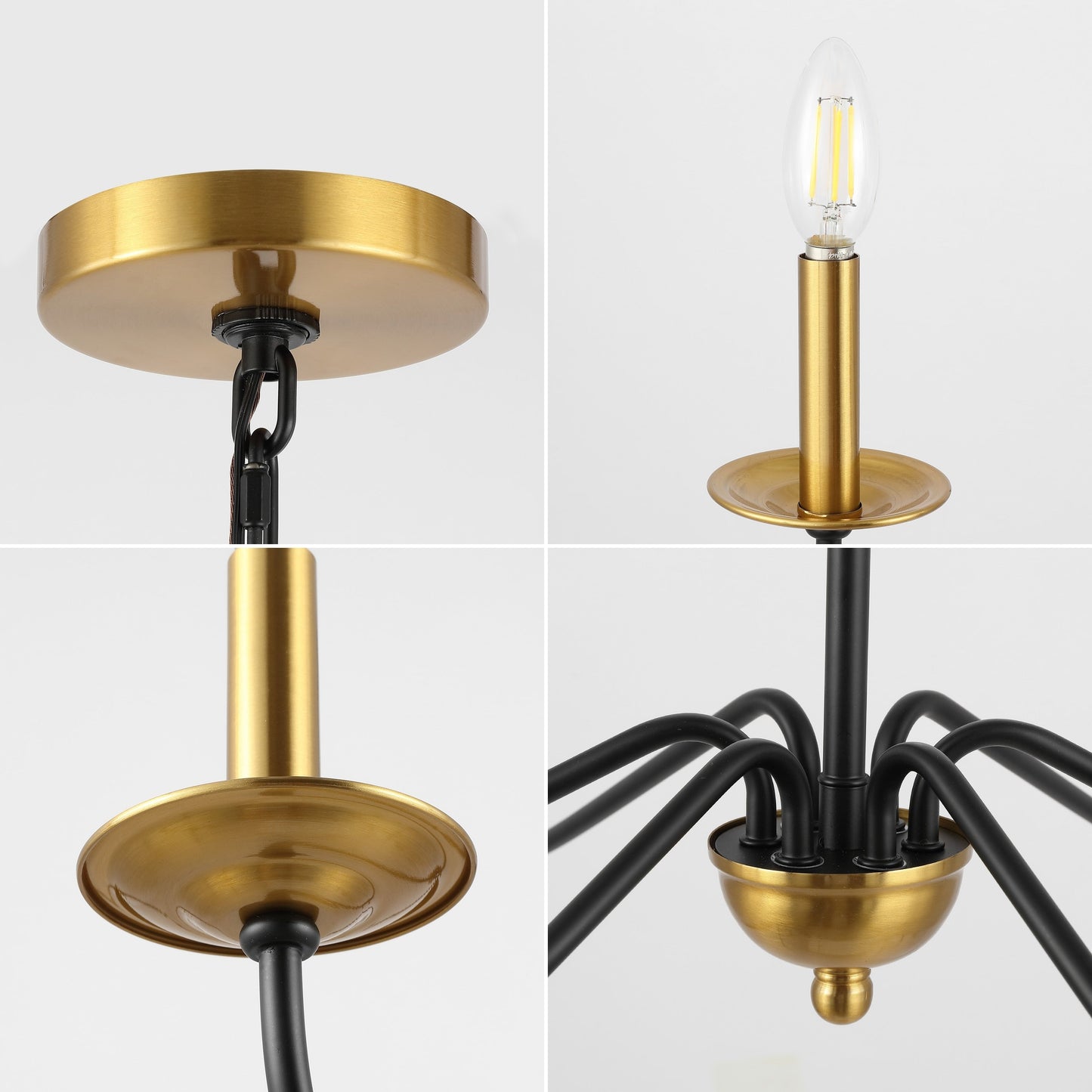 34.75 Lustre en fer à 6 lumières LED, par JONATHAN Y