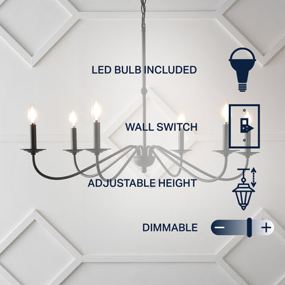 34.75 Lustre en fer à 6 lumières LED, par JONATHAN Y