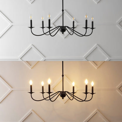 34.75 Lustre en fer à 6 lumières LED, par JONATHAN Y