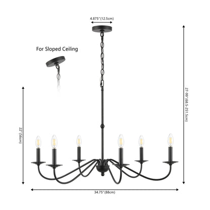34.75 Lustre en fer à 6 lumières LED, par JONATHAN Y