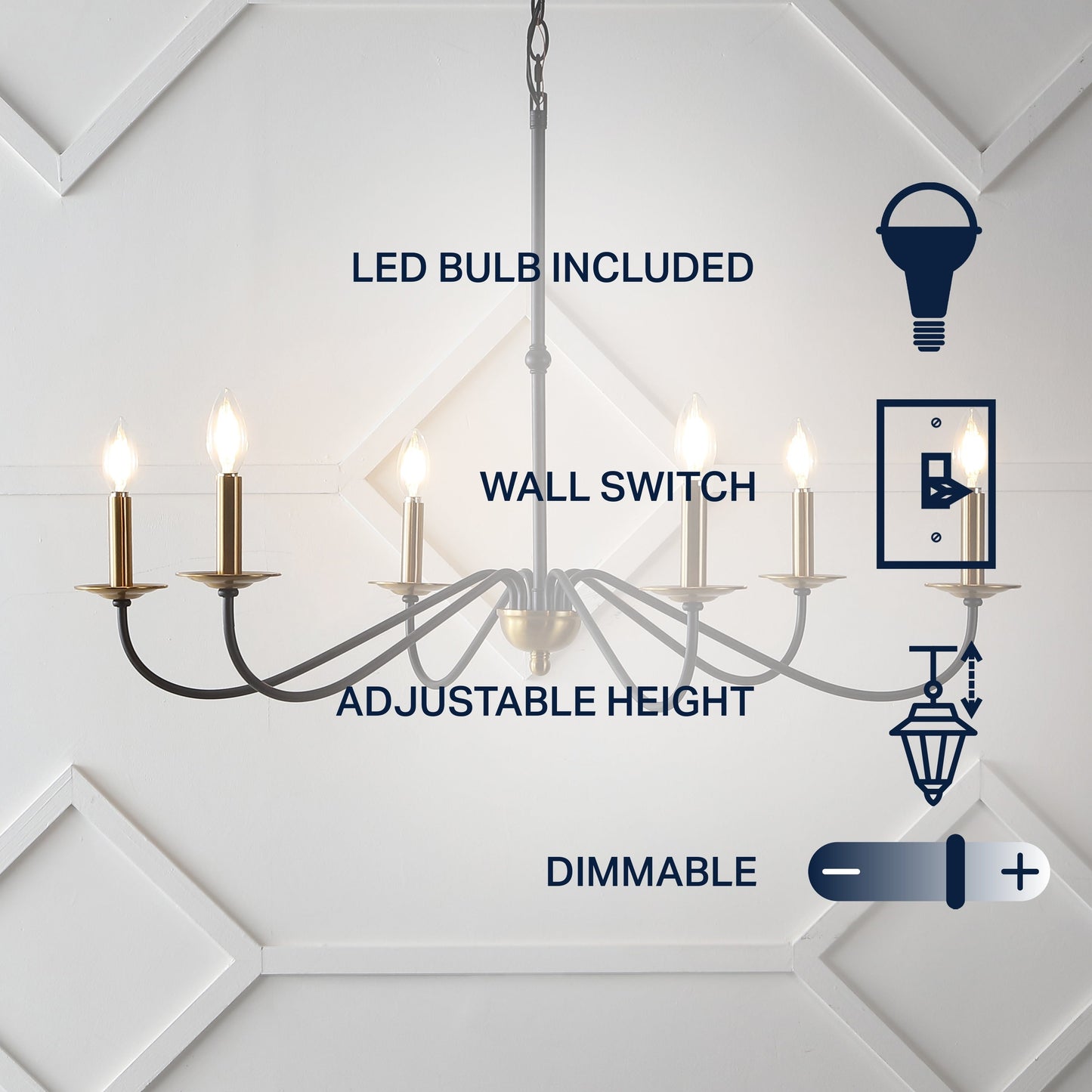 34.75 Lustre en fer à 6 lumières LED, par JONATHAN Y