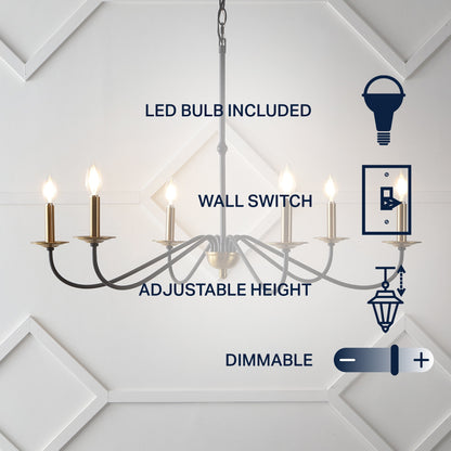 34.75 Lustre en fer à 6 lumières LED, par JONATHAN Y