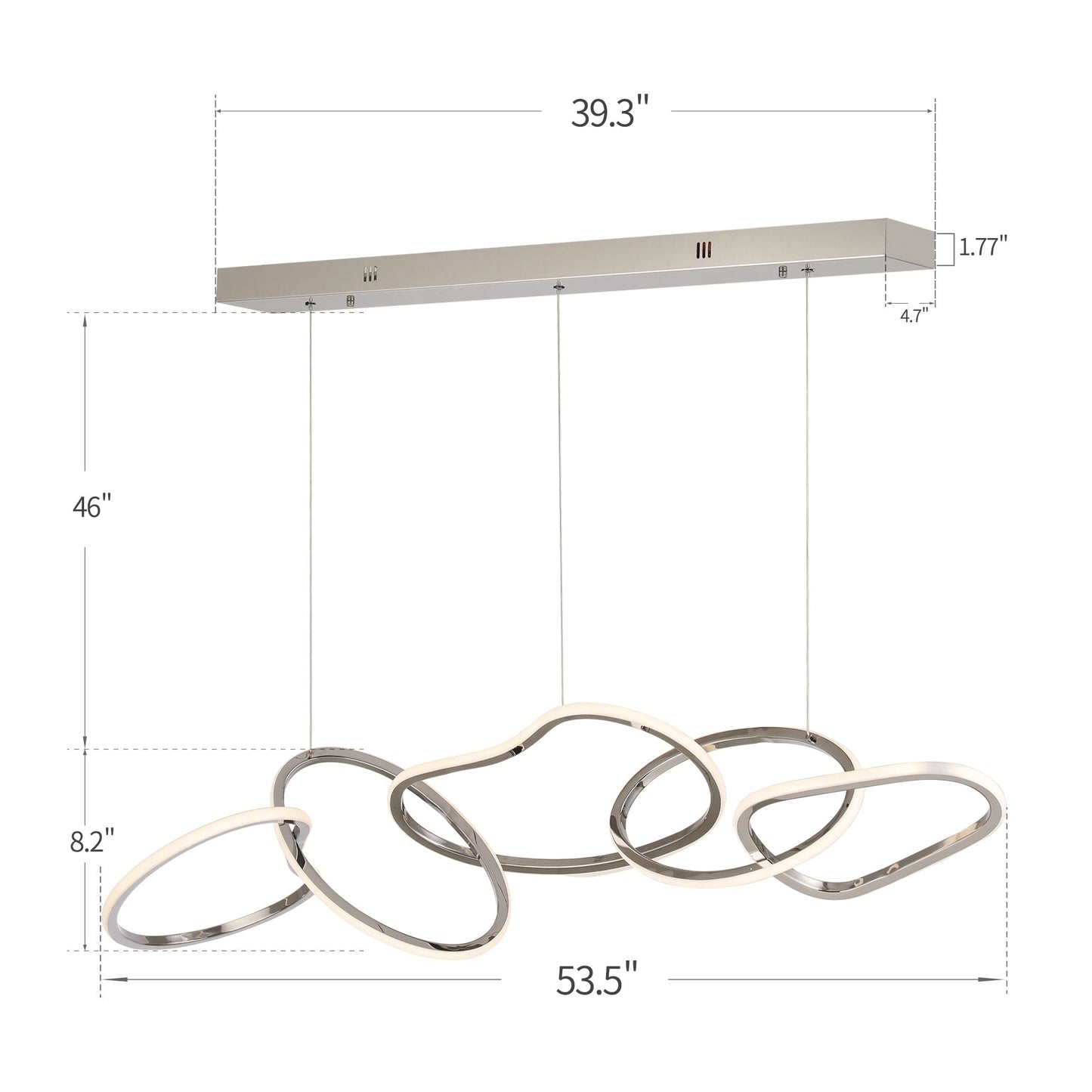 Luminaire suspendu LED en acier inoxydable noir, style nordique, pour salle à manger.