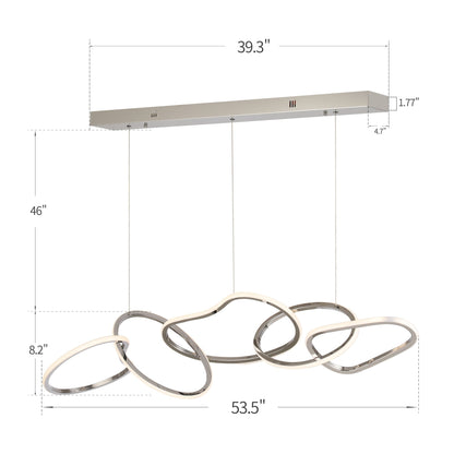 Luminaire suspendu LED en acier inoxydable noir, style nordique, pour salle à manger.