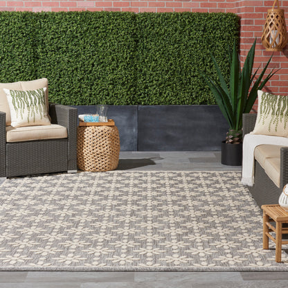 Nourison Palamos Modern Floral Hi Low Geometric Indoor Outdoor Area Rug