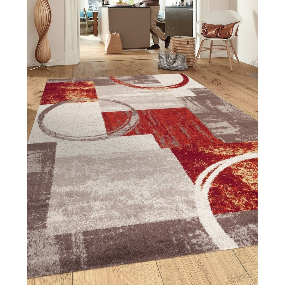 World Rug Gallery Abstract Polypropylene Machine-Made Circle Area Rug
