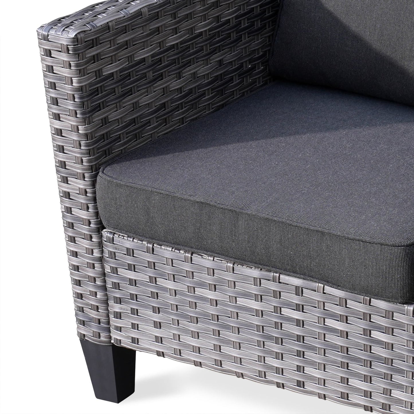 OVIOS Ensemble de meubles de jardin en rotin pour extérieur, 5 pièces, avec dossier haut.