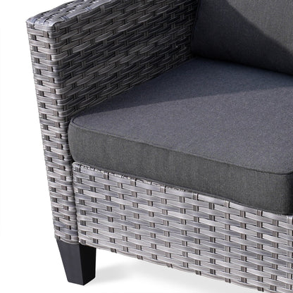 OVIOS Ensemble de meubles de jardin en rotin pour extérieur, 5 pièces, avec dossier haut.