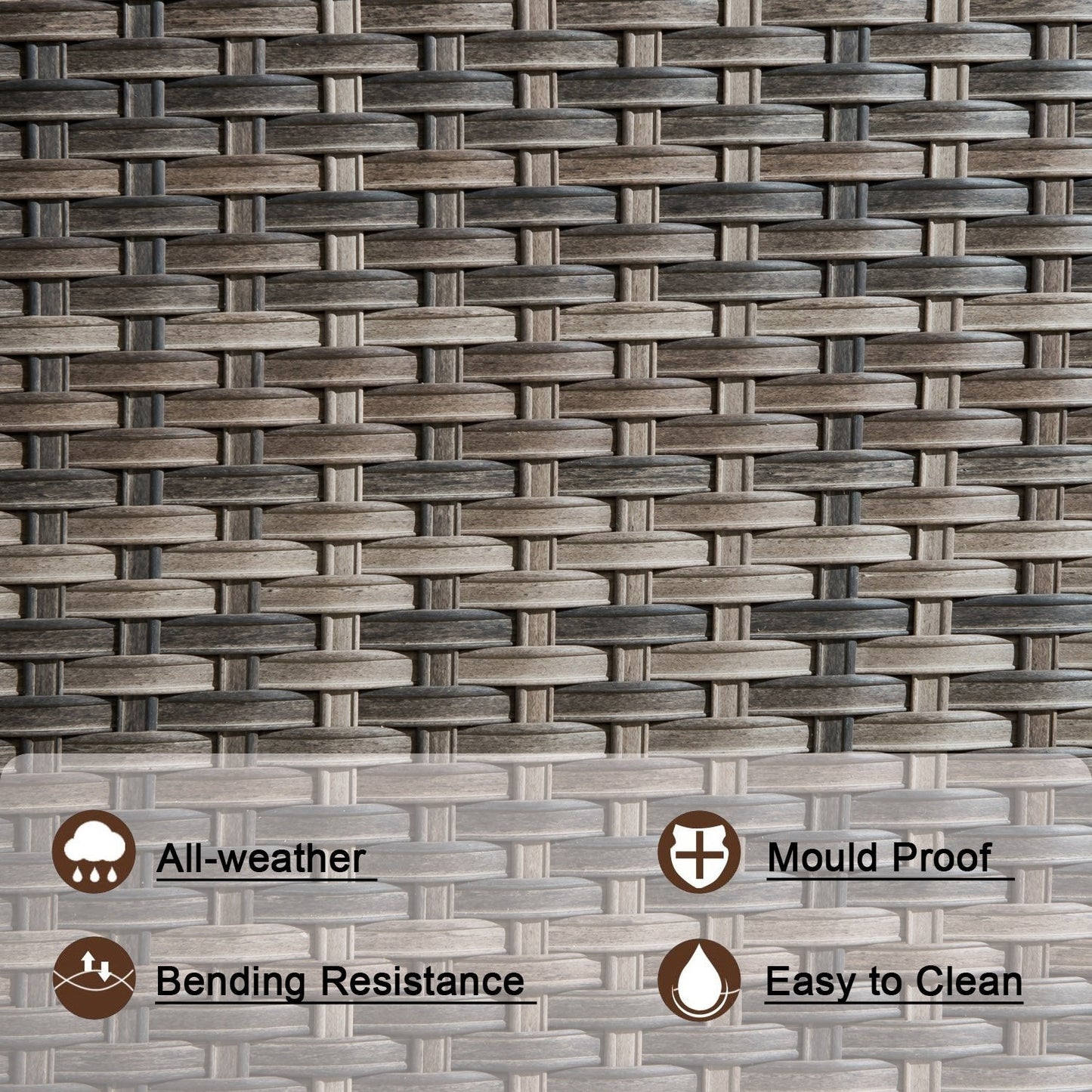 OVIOS Ensemble de meubles de jardin en rotin pour extérieur, 5 pièces, avec dossier haut.