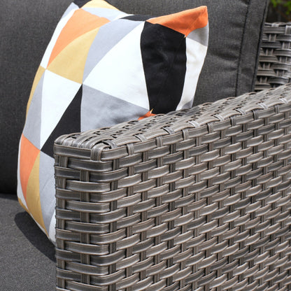 OVIOS Ensemble de meubles de jardin en rotin pour extérieur, 5 pièces, avec dossier haut.