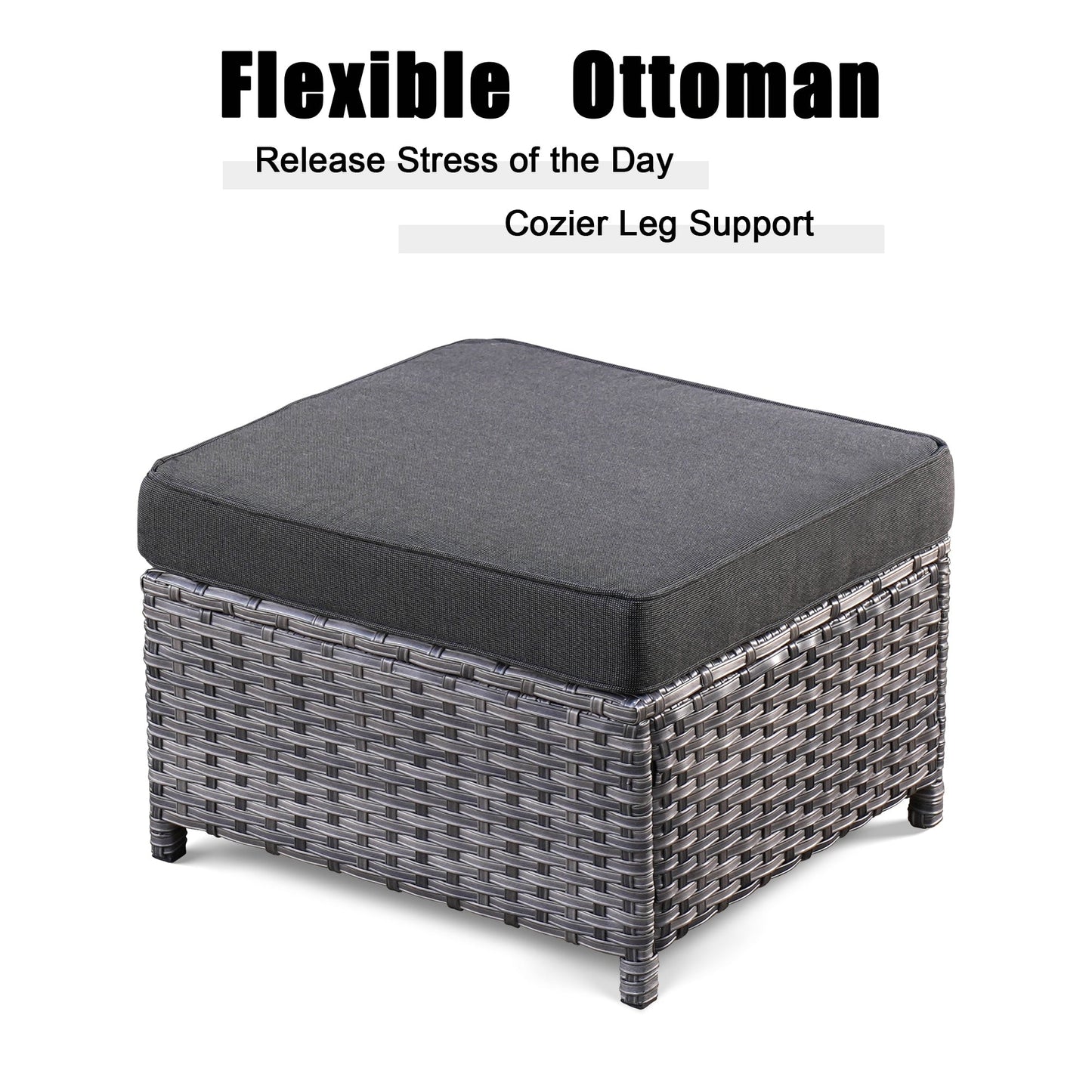 OVIOS Ensemble de meubles de jardin en rotin pour extérieur, 5 pièces, avec dossier haut.