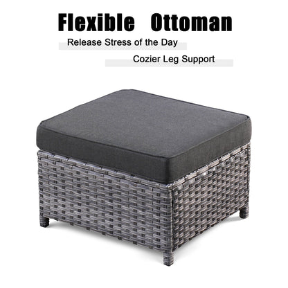 OVIOS Ensemble de meubles de jardin en rotin pour extérieur, 5 pièces, avec dossier haut.