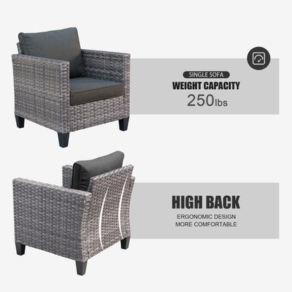 OVIOS Ensemble de meubles de jardin en rotin pour extérieur, 5 pièces, avec dossier haut.