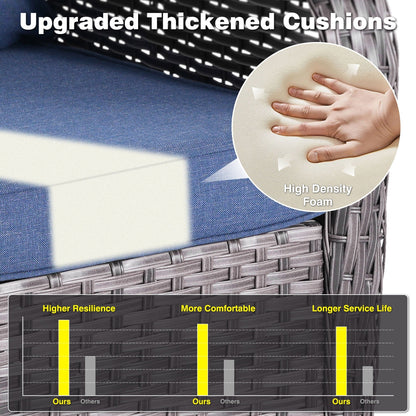 Ensemble de salon d'extérieur en osier OVIOS 5 pièces avec dossier haut