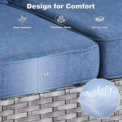 Ensemble de salon d'extérieur en osier OVIOS 5 pièces avec dossier haut