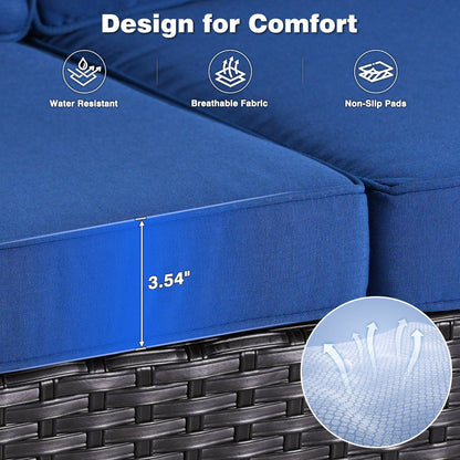 Ensemble de salon d'extérieur en osier OVIOS 5 pièces avec dossier haut