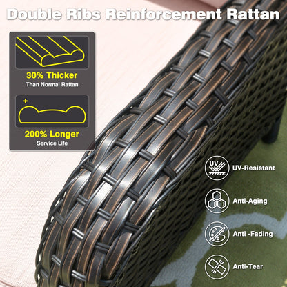 Ensemble de salon d'extérieur en osier OVIOS 5 pièces avec dossier haut