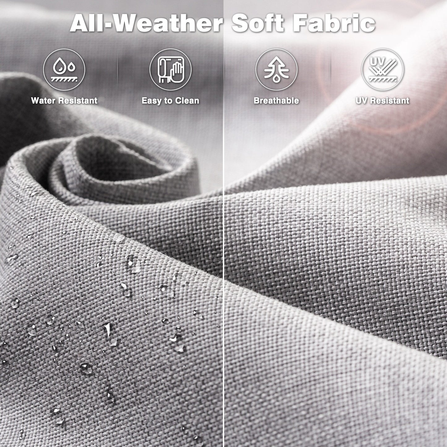 Ensemble de salon d'extérieur en osier OVIOS 5 pièces avec dossier haut