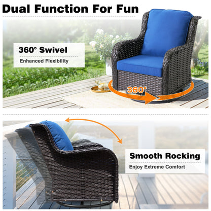 OVIOS Ensemble de meubles de jardin en osier 8 pièces avec chaises pivotantes