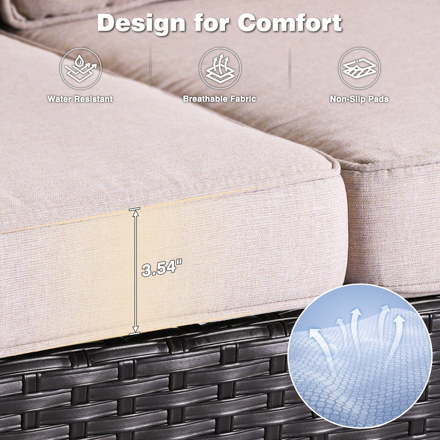 OVIOS Ensemble de meubles de jardin en osier 8 pièces avec chaises pivotantes