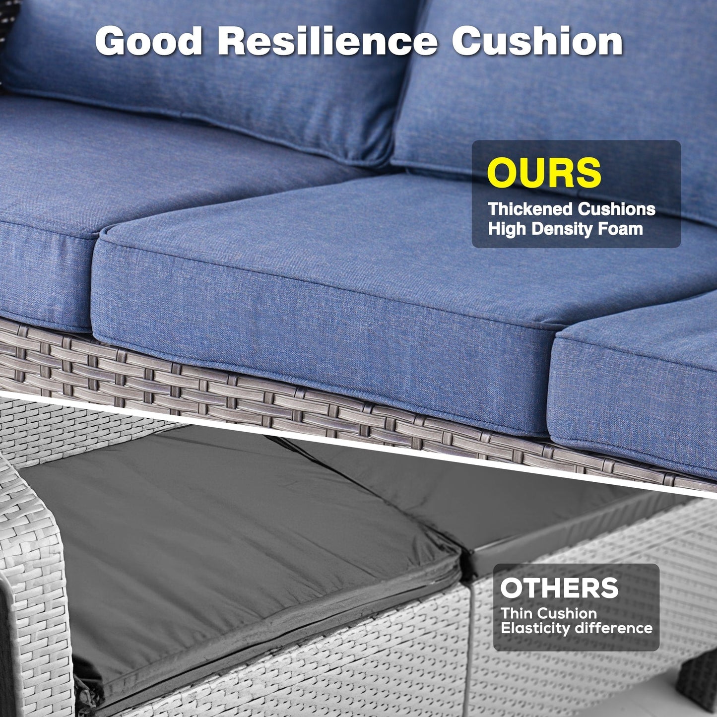 OVIOS Ensemble de meubles de jardin en osier 8 pièces avec chaises pivotantes