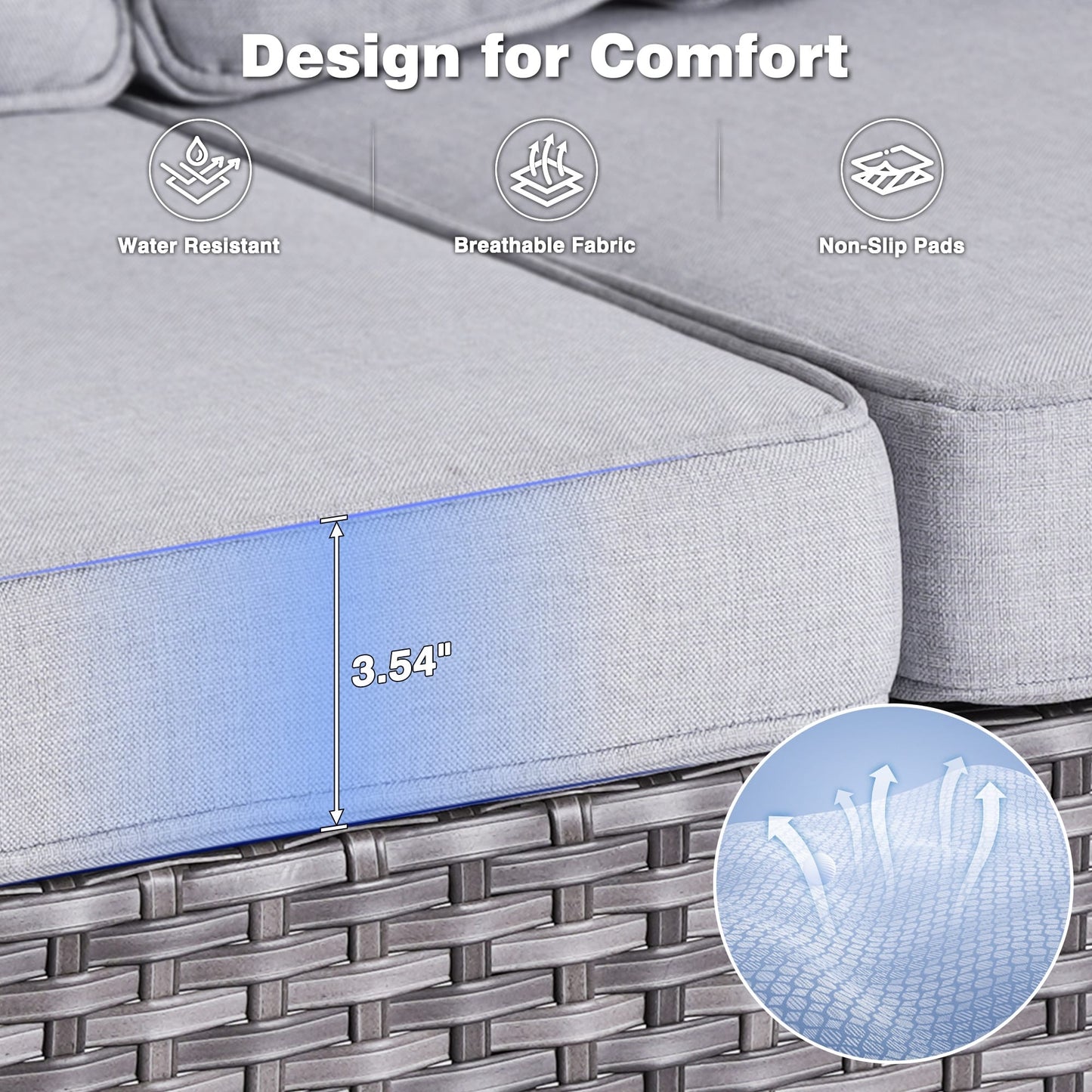 OVIOS Ensemble de meubles de jardin en osier 8 pièces avec chaises pivotantes