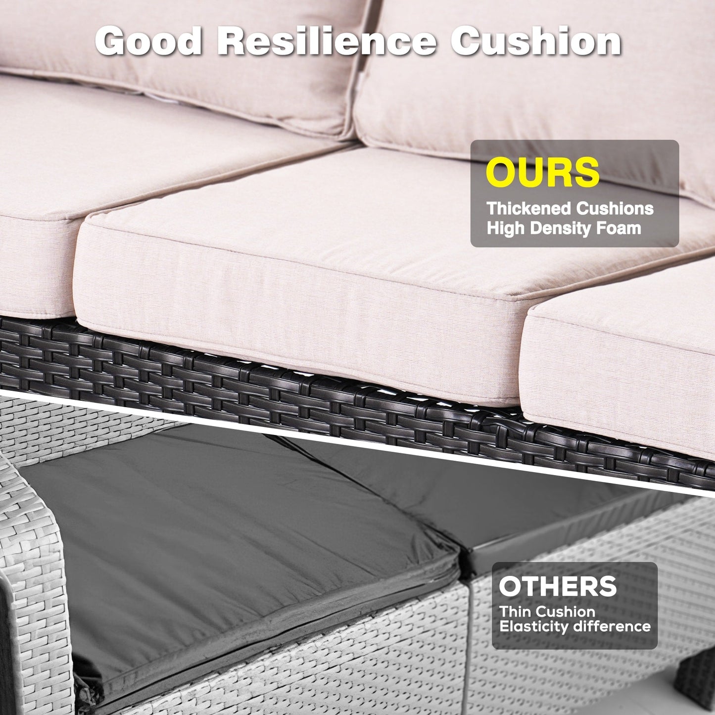 OVIOS Ensemble de meubles de jardin en osier 8 pièces avec chaises pivotantes