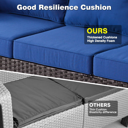 OVIOS Ensemble de meubles de jardin en osier 8 pièces avec chaises pivotantes