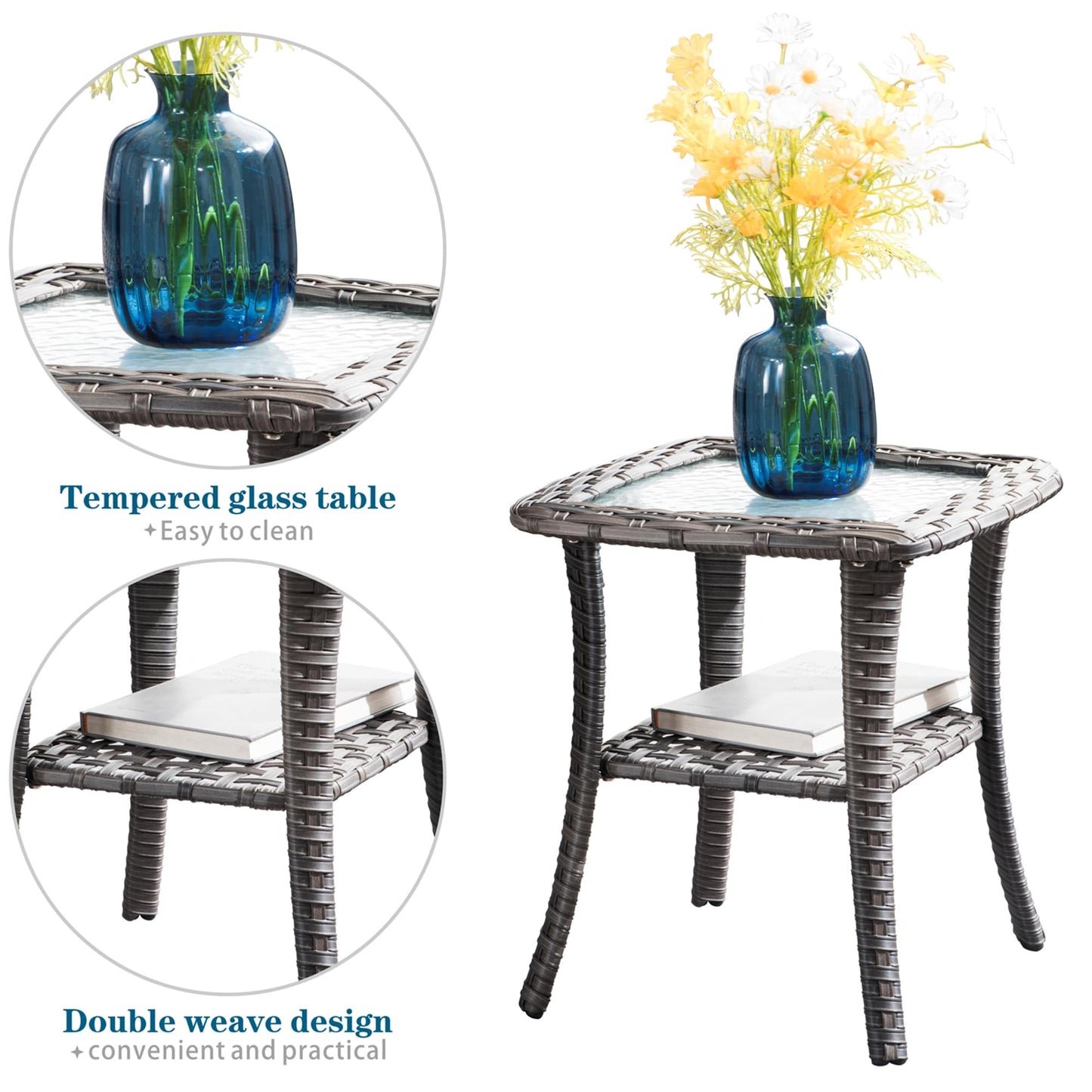 OVIOS Ensemble de meubles de jardin en osier 8 pièces avec chaises pivotantes