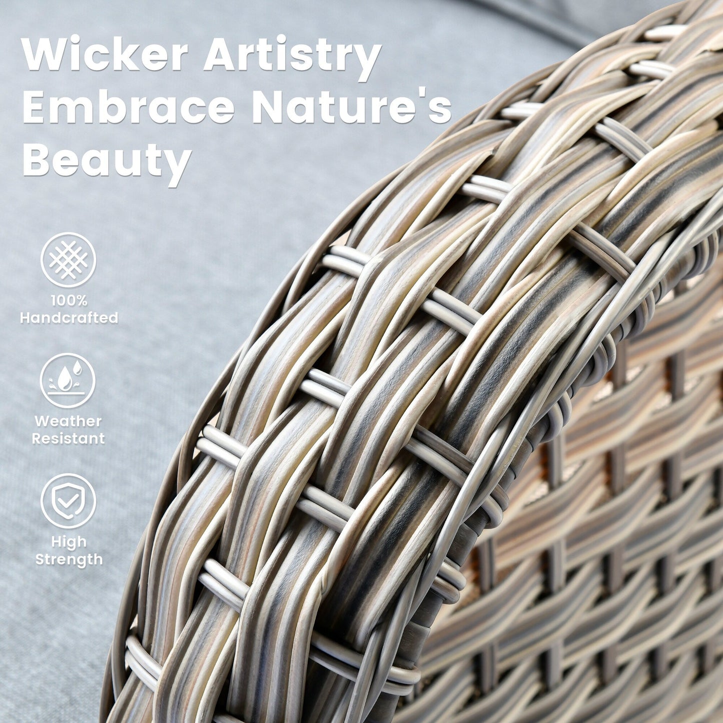 OVIOS 9 Pieces Outdoor Wicker Swivel Chair Set With Fire Table