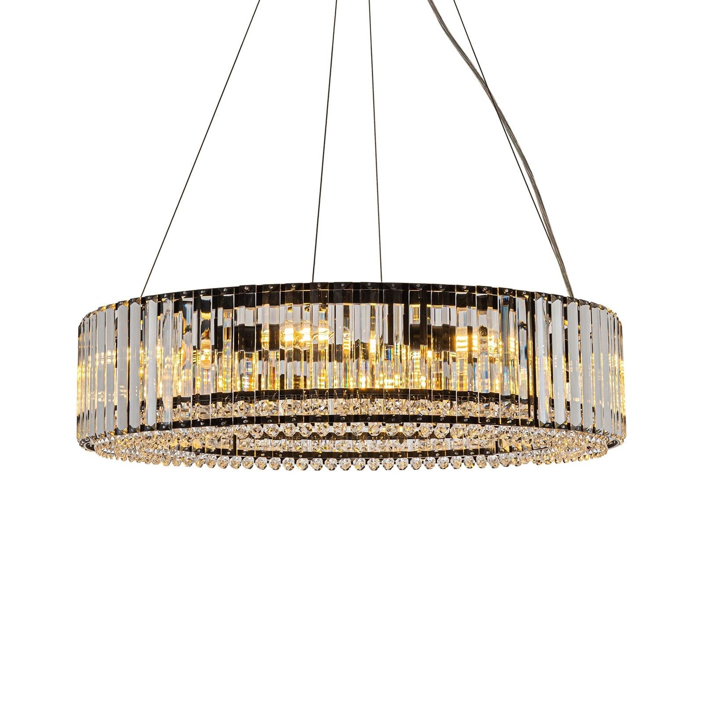 OYIPRO Lustre moderne rond en cristal à 6/8/12 lumières, suspension en forme de tambour pour îlot de cuisine