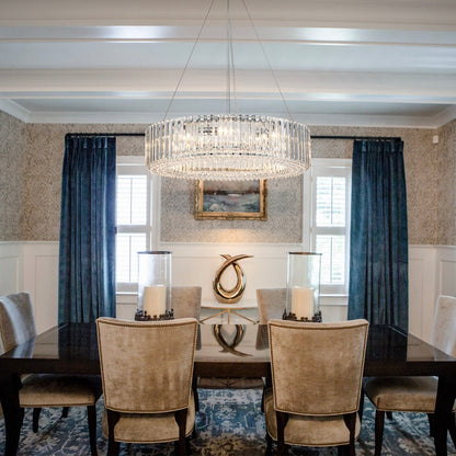 OYIPRO Lustre moderne rond en cristal à 6/8/12 lumières, suspension en forme de tambour pour îlot de cuisine