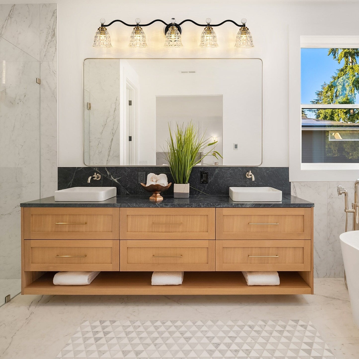 Ora Modern Dimmable Black Gold Bathroom Vanity Lights