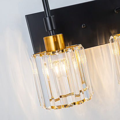 Appliques murales de salle de bain à cristaux, modernes et à intensité variable, avec abat-jours en cristal.