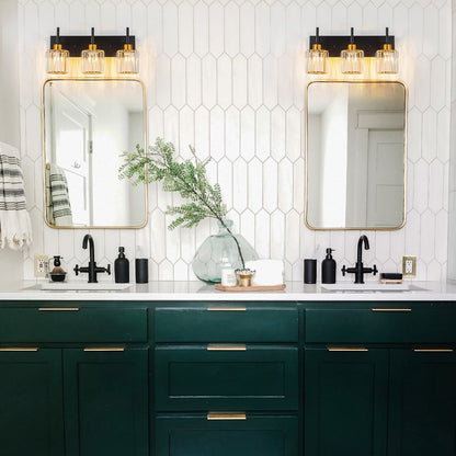 Appliques murales de salle de bain à cristaux, modernes et à intensité variable, avec abat-jours en cristal.