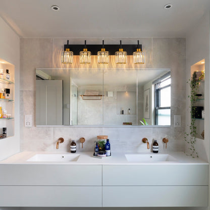 Appliques murales de salle de bain à cristaux, modernes et à intensité variable, avec abat-jours en cristal.